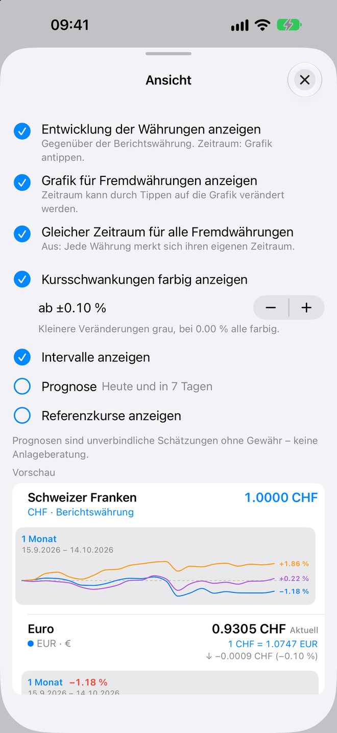 Screenshot Farbige Kursschwankungen